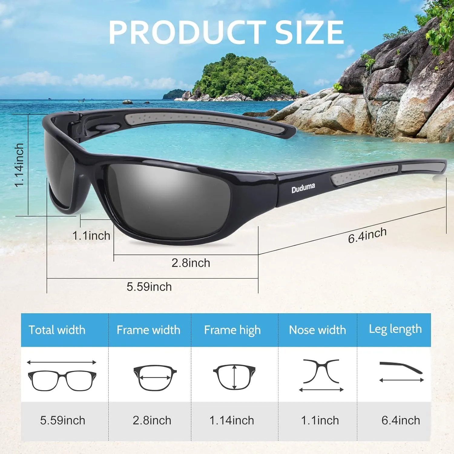 Duduma Sports Polarized Sunglasses for Men Women Baseball Cycling Golf Fishing Sun Glasses UV Blocking Tr8116
