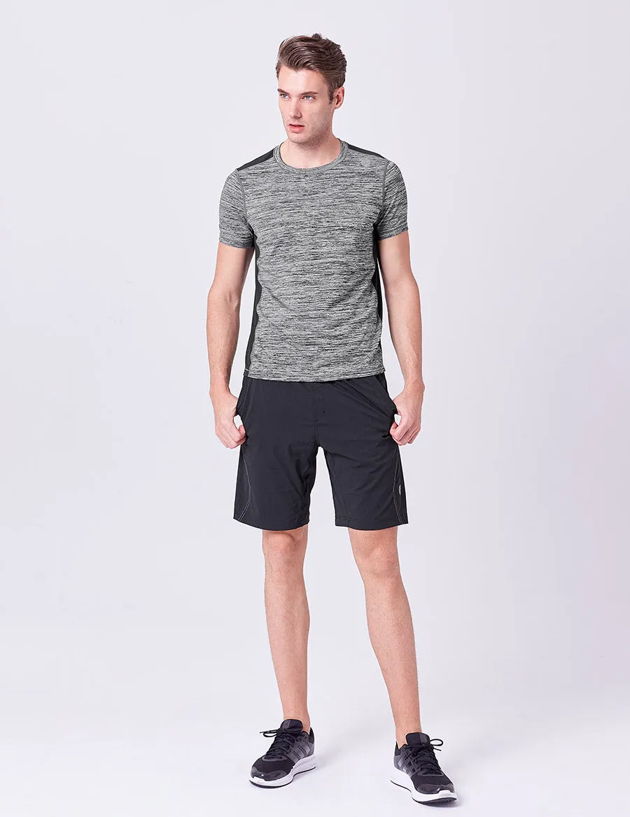 easyoga LESPIRO Men's Motileme Sports Tee - D50 Black Gray Stripe