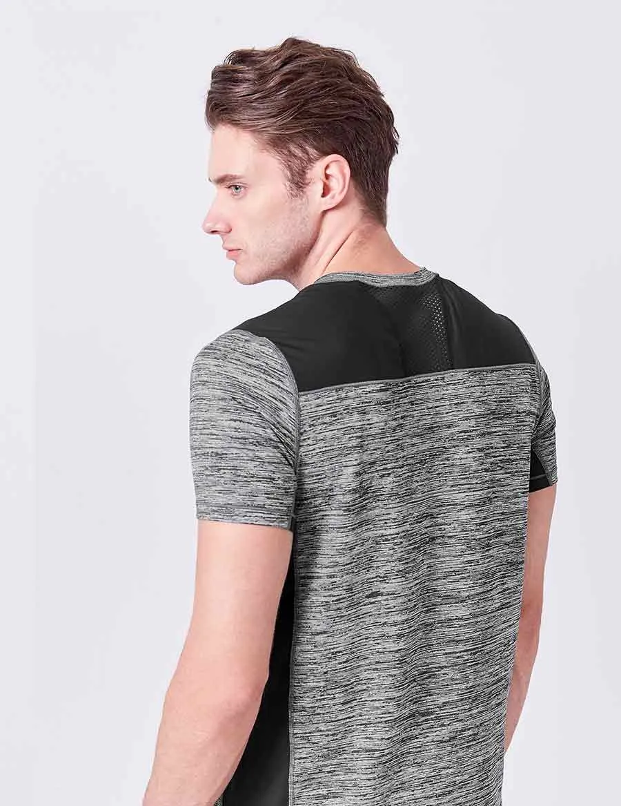 easyoga LESPIRO Men's Motileme Sports Tee - D50 Black Gray Stripe
