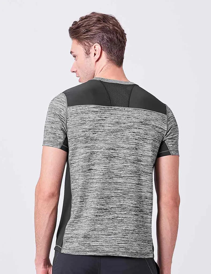 easyoga LESPIRO Men's Motileme Sports Tee - D50 Black Gray Stripe