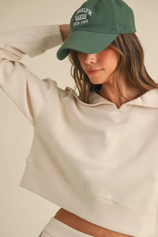 Ecru Collared Sweatshirt & Mini Skirt Set