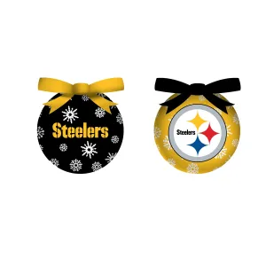 Evergreen LED Boxed Ornament Set of 6, Pittsburgh Steelers, 3'' x 3 '' x 3'' inches