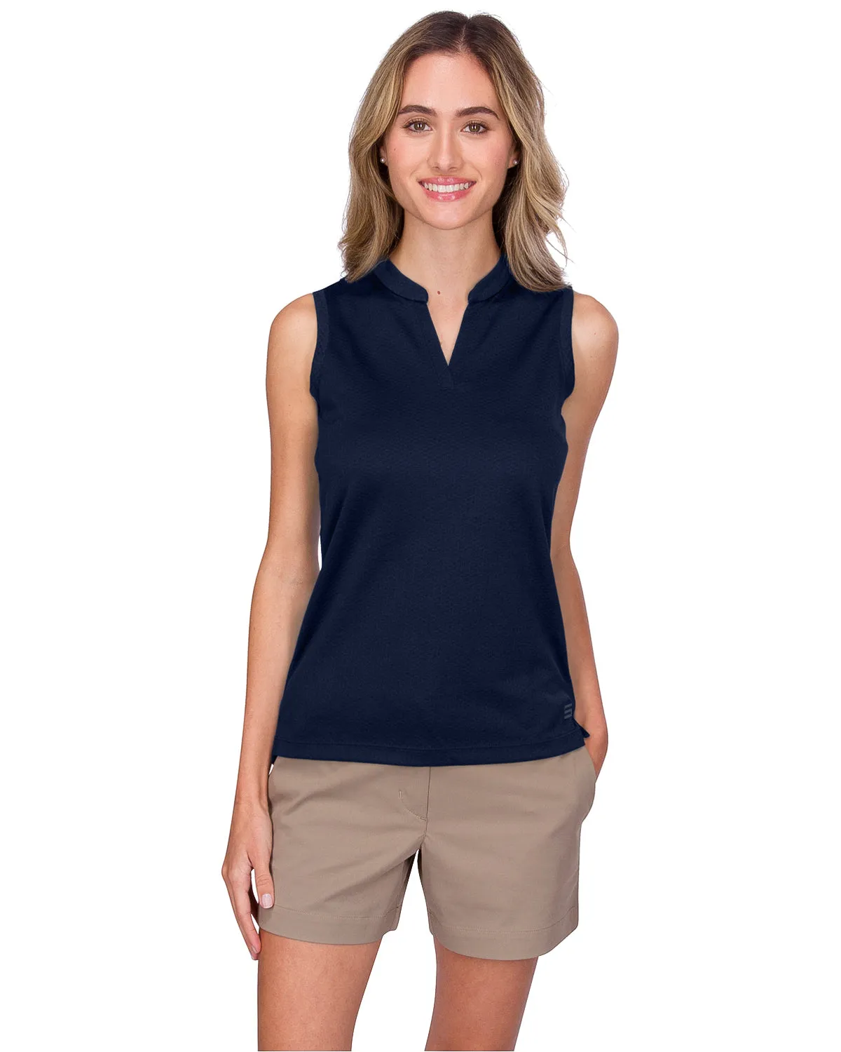 Extreme Deal - Women's Waffle-Textured Collarless Golf Polo