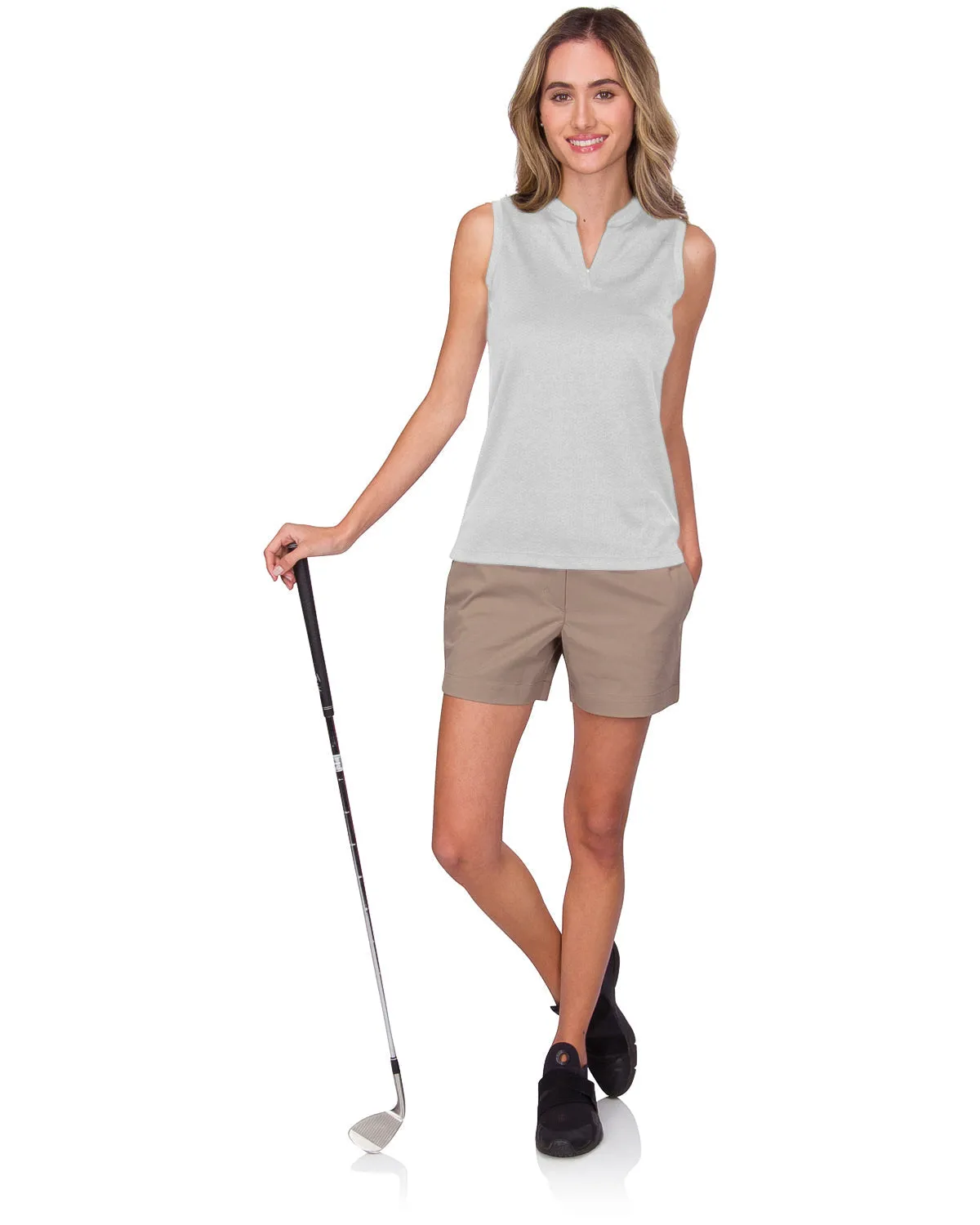 Extreme Deal - Women's Waffle-Textured Collarless Golf Polo