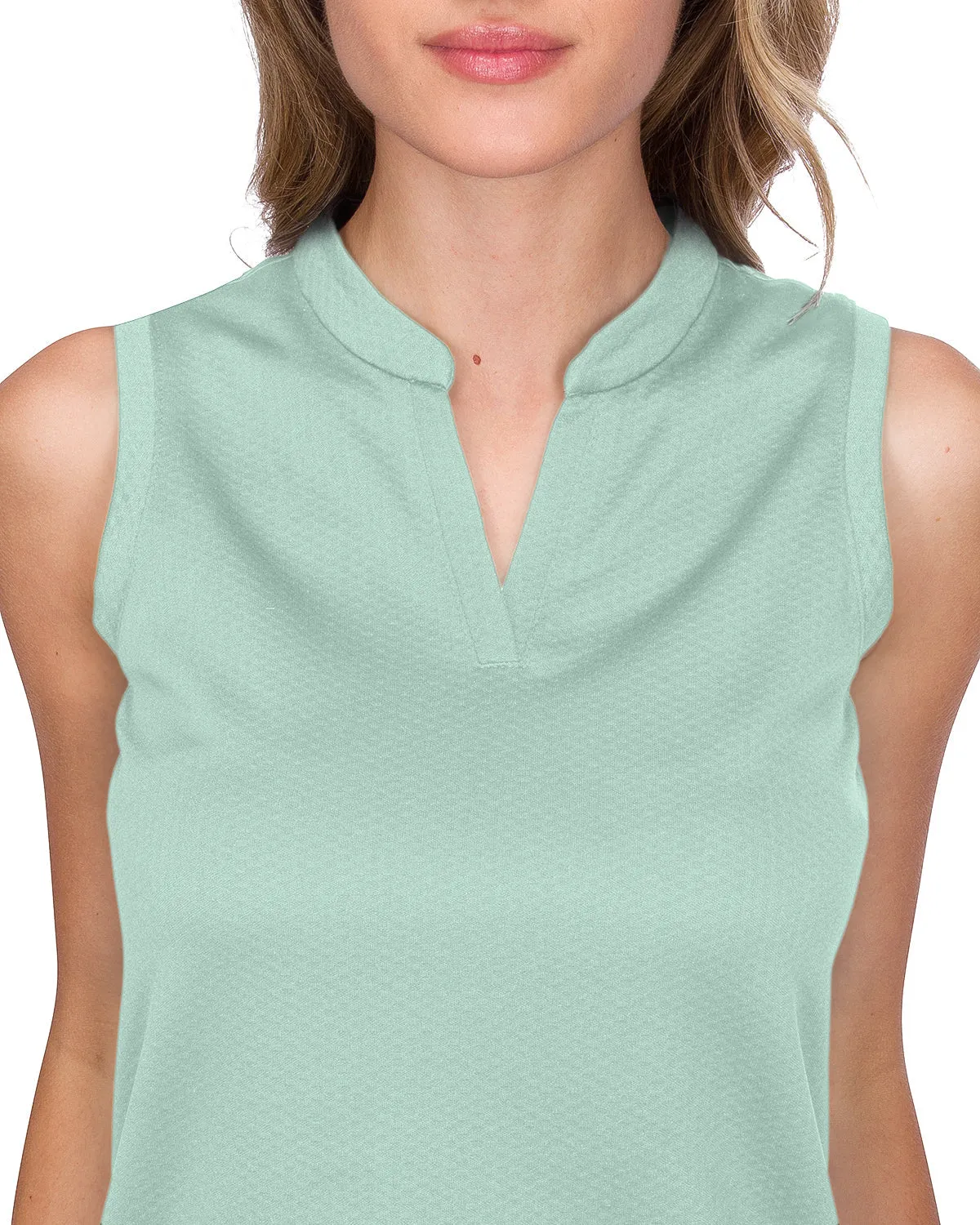 Extreme Deal - Women's Waffle-Textured Collarless Golf Polo