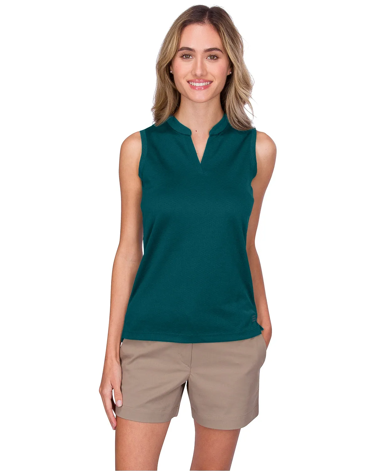 Extreme Deal - Women's Waffle-Textured Collarless Golf Polo