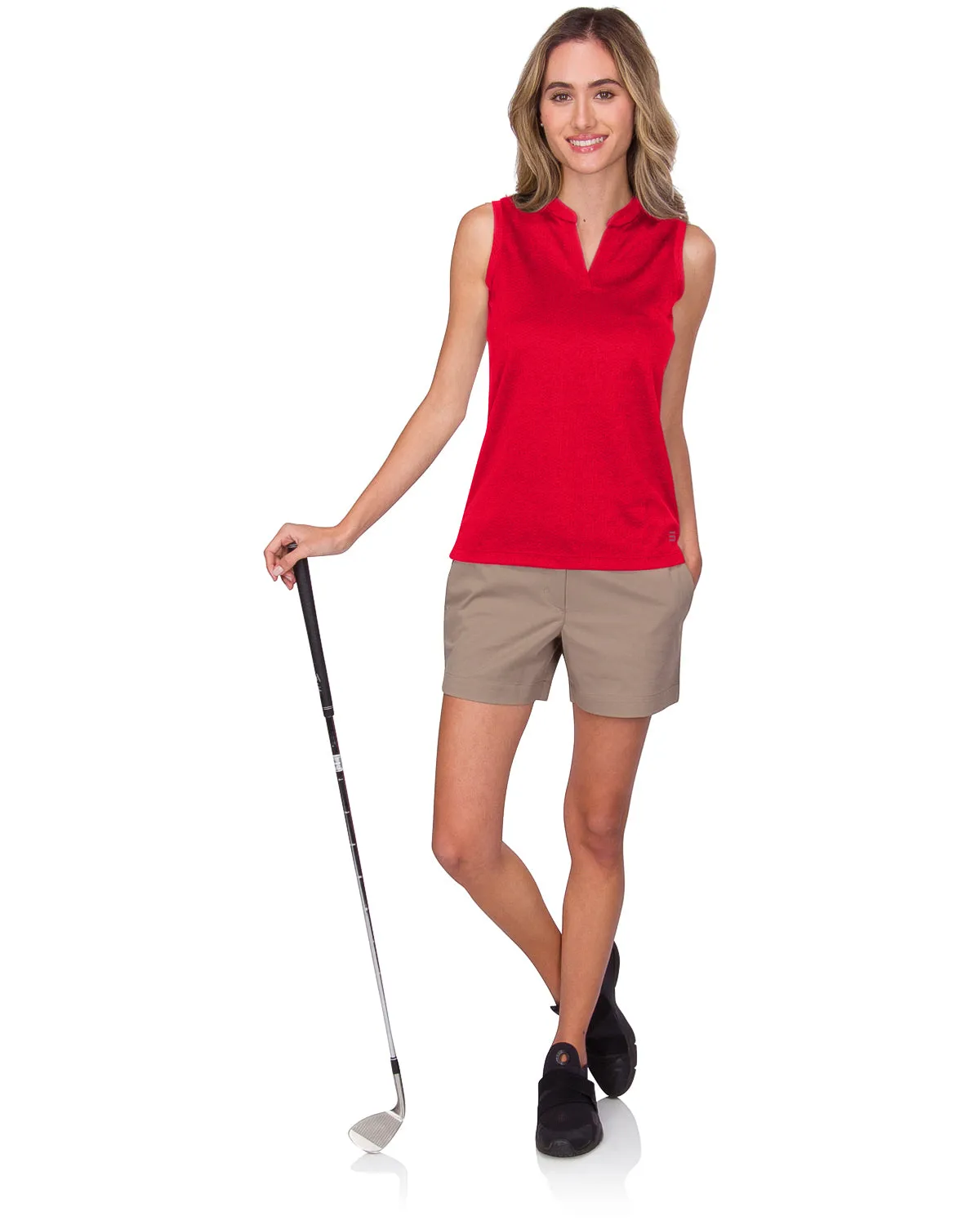 Extreme Deal - Women's Waffle-Textured Collarless Golf Polo