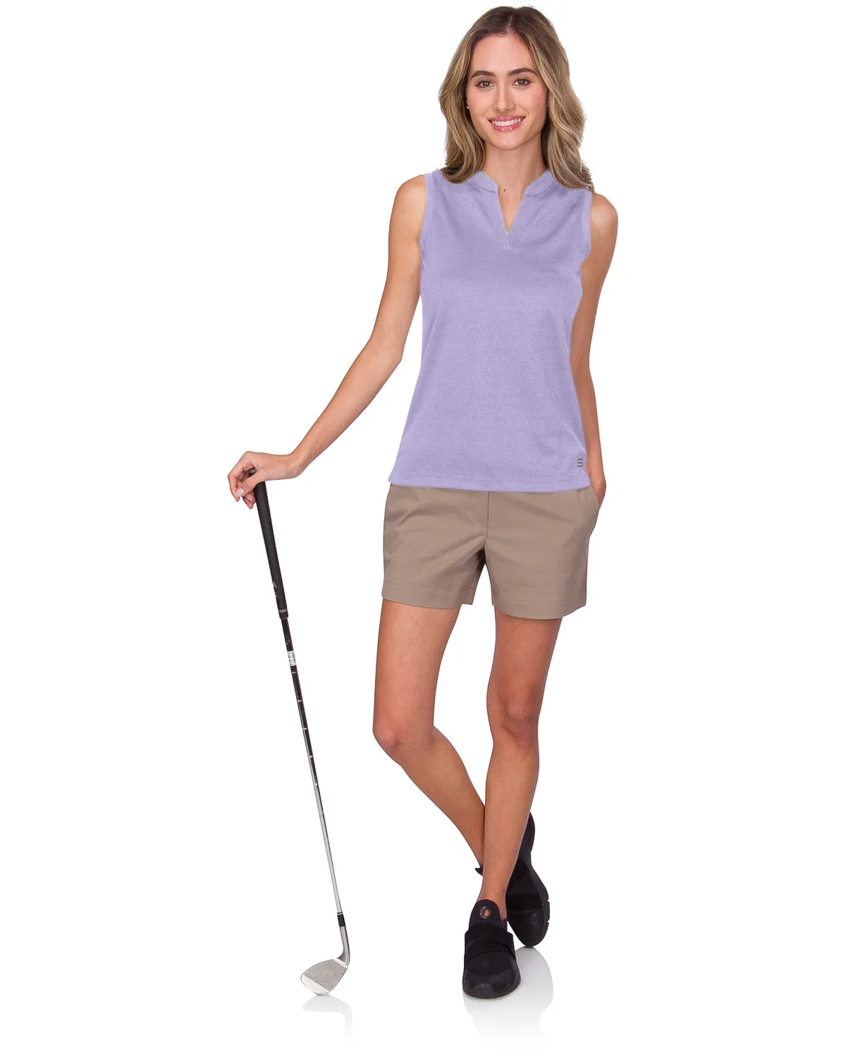 Extreme Deal - Women's Waffle-Textured Collarless Golf Polo