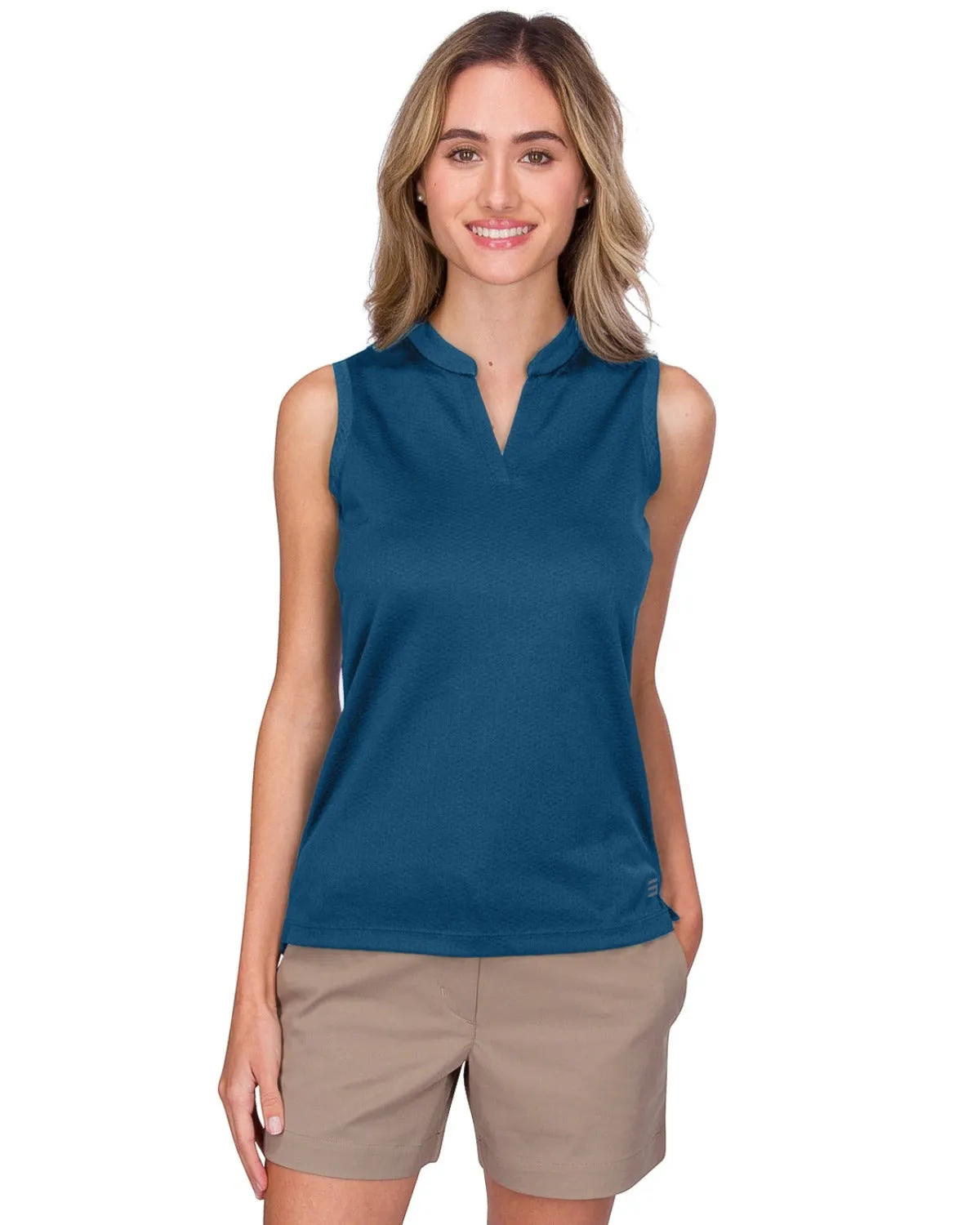 Extreme Deal - Women's Waffle-Textured Collarless Golf Polo