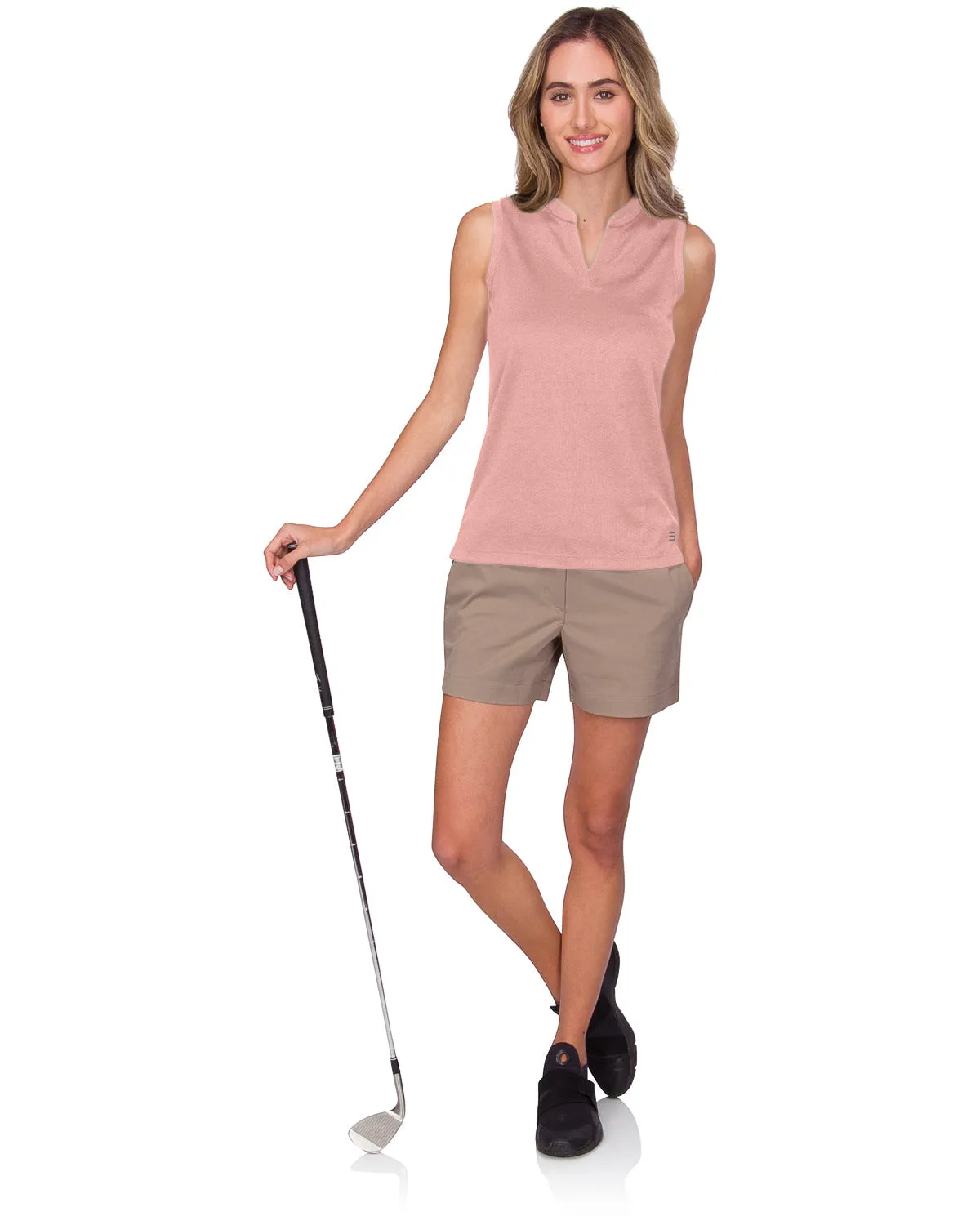 Extreme Deal - Women's Waffle-Textured Collarless Golf Polo