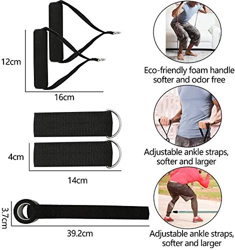 Fashnex Resistance Bands Set for Exercise, Stretching and Workout Toning Tube Kit with Foam Handles, Door Anchor, Ankle Strap and Carrying Bag for Men, Women (150 LB)