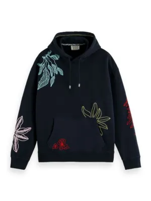 Floral Embroidery Hoodie - Night