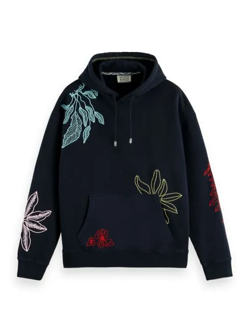 Floral Embroidery Hoodie - Night