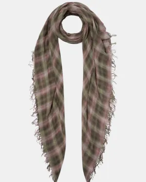 FOREST PLAID CASHMERE AND SILK SCARF