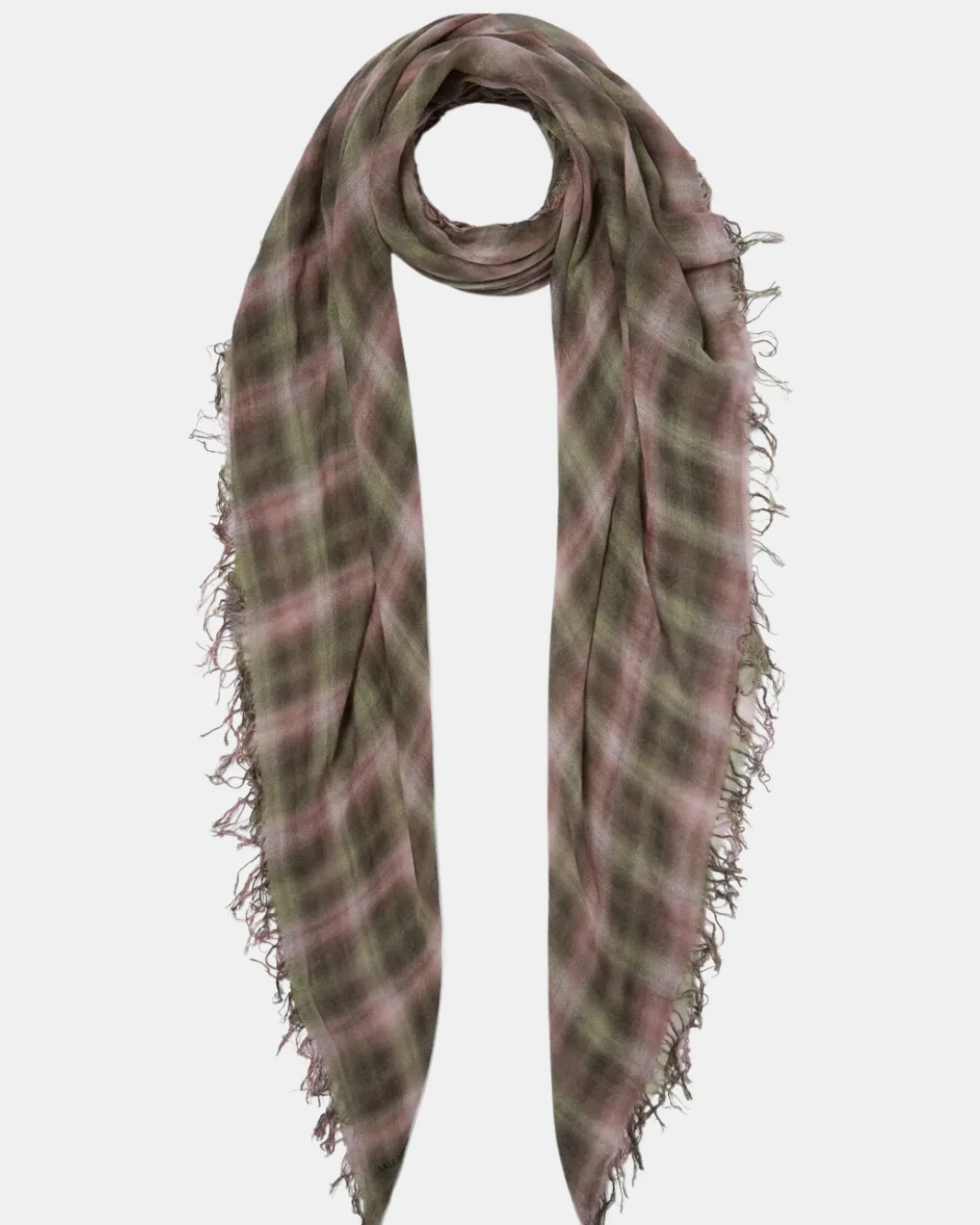 FOREST PLAID CASHMERE AND SILK SCARF