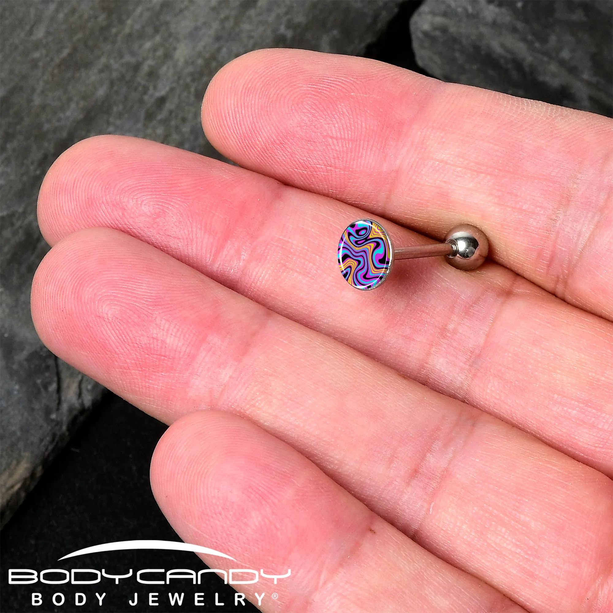 Funky Swirls Barbell Tongue Ring