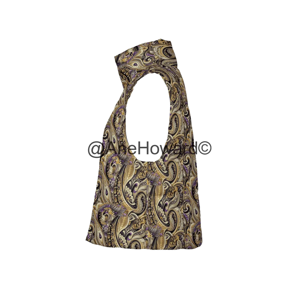 Gilded Age Paisley Women's Full-Zip Sleeveless Puffer Vest-Lightweight Ecodear
