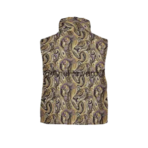 Gilded Age Paisley Women's Full-Zip Sleeveless Puffer Vest-Lightweight Ecodear
