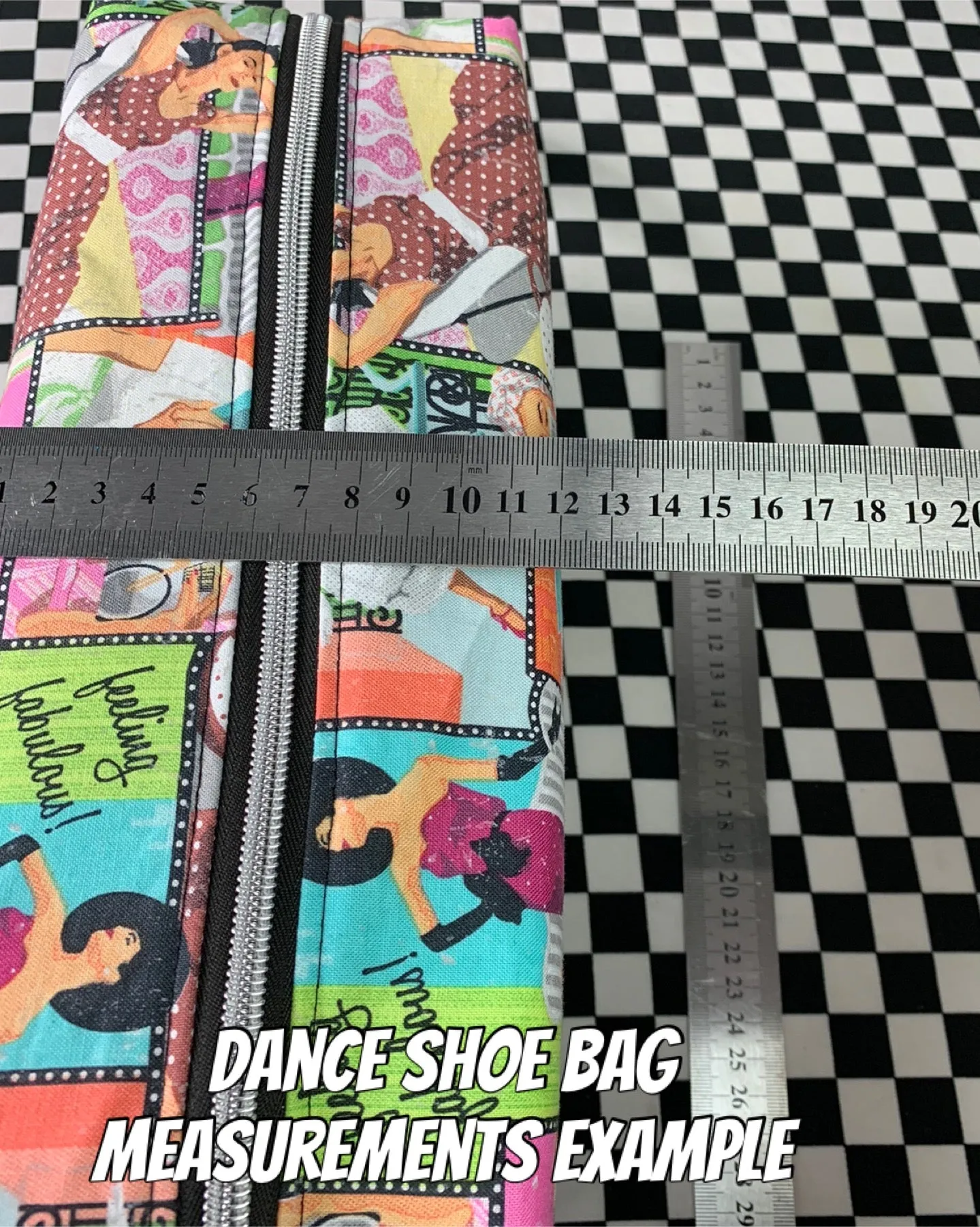 Gingham rock’n’roll print dance shoe bag regular