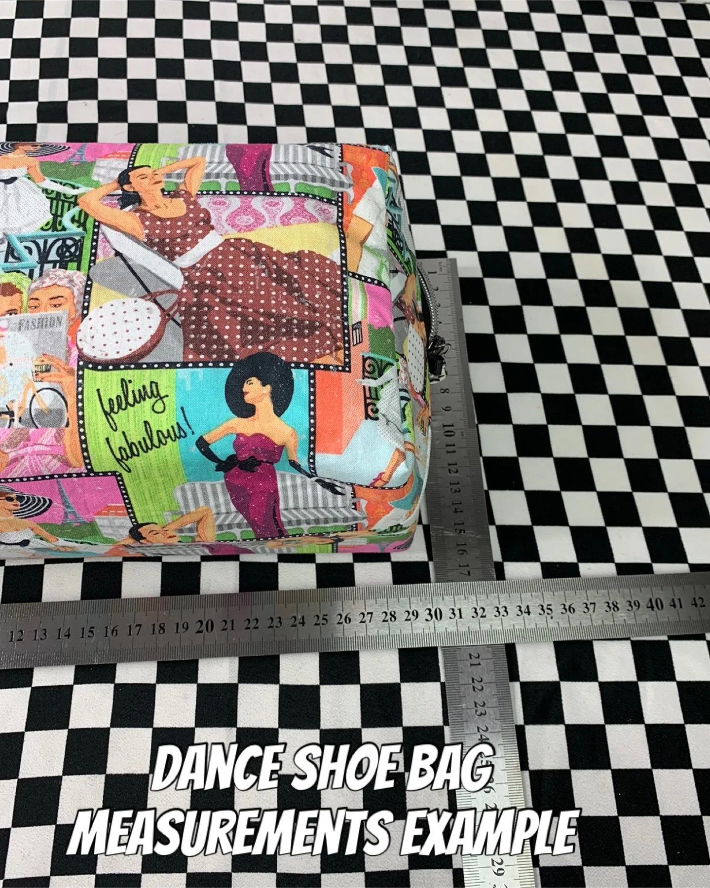 Gingham rock’n’roll print dance shoe bag regular