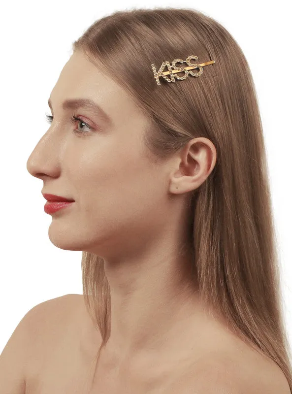 Golden Kiss Word Hairclip