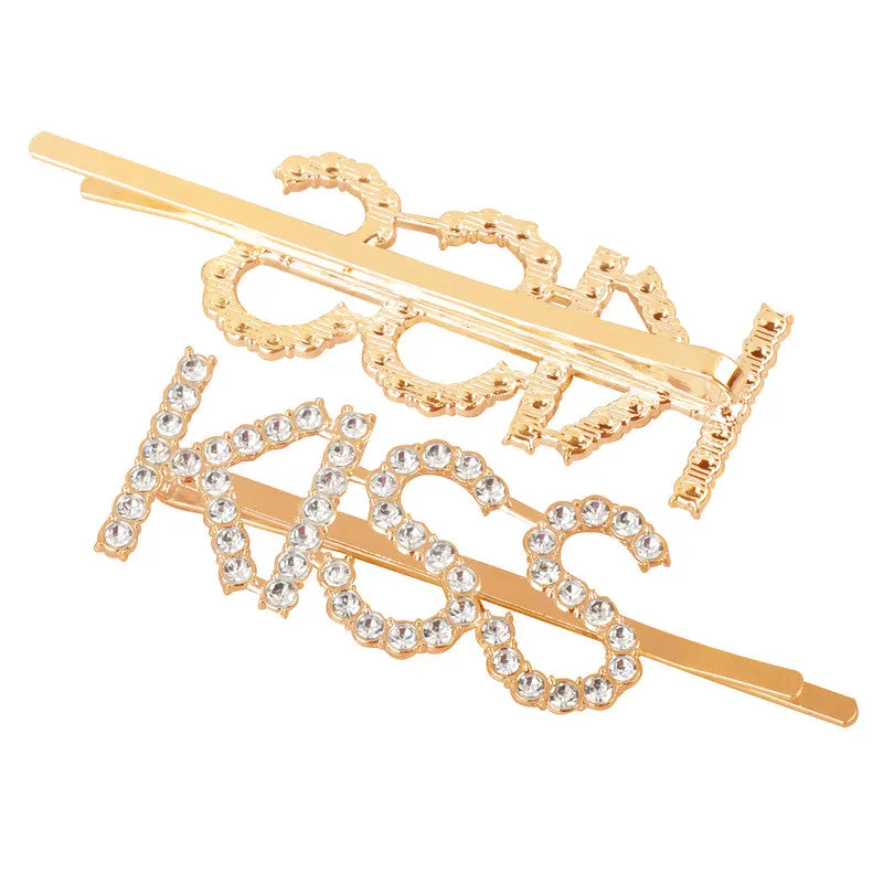 Golden Kiss Word Hairclip