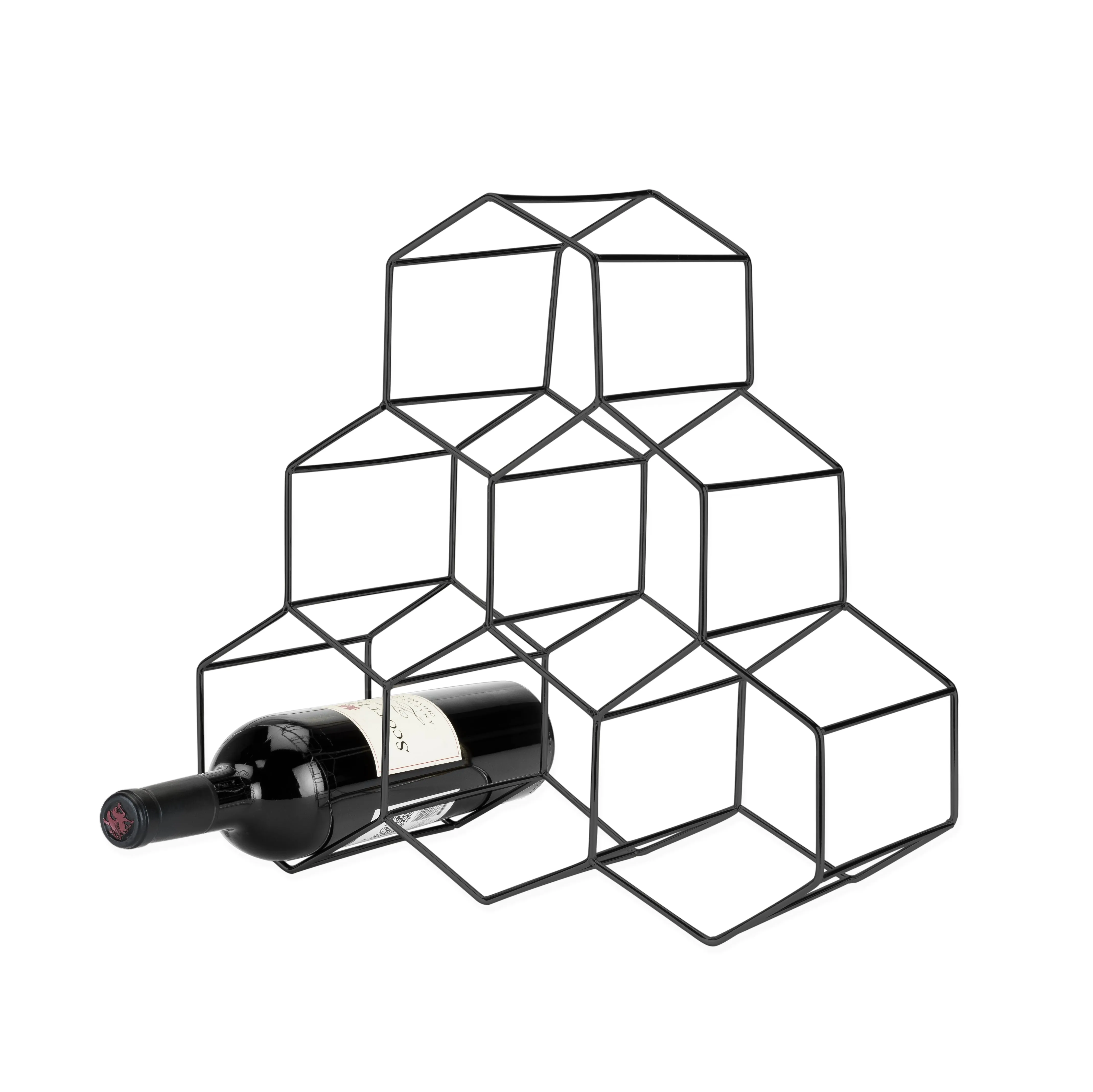 GUNMETAL GEO COUNTER TOP WINE RACK
