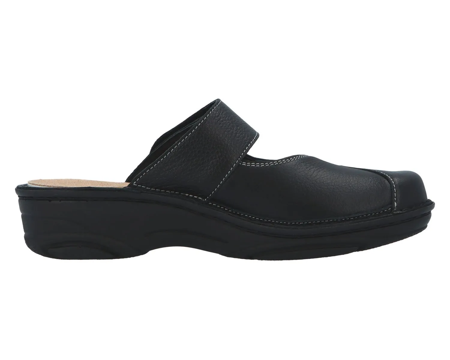 HELIANE Black Leather/Stretch