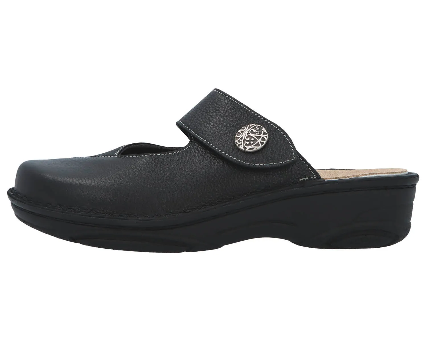 HELIANE Black Leather/Stretch