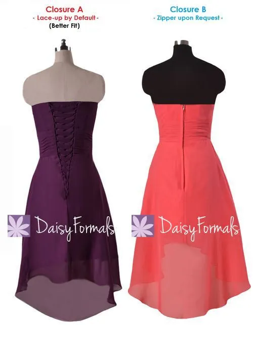 High-Low Champagne Chiffon Bridesmaids Dress Short Party Dress Formal Prom Dress (BM2440)