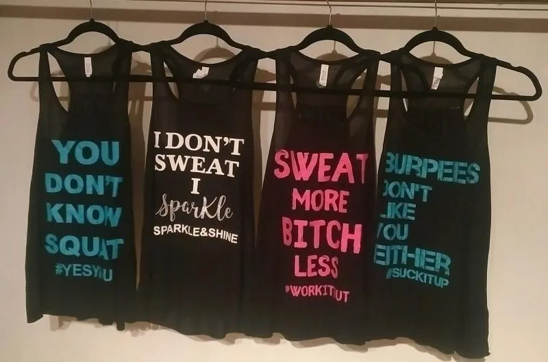 I Don't Sweat I Sparkle Womens Silver Sparkle Tank