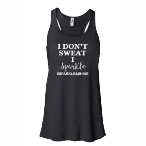 I Don't Sweat I Sparkle Womens Silver Sparkle Tank