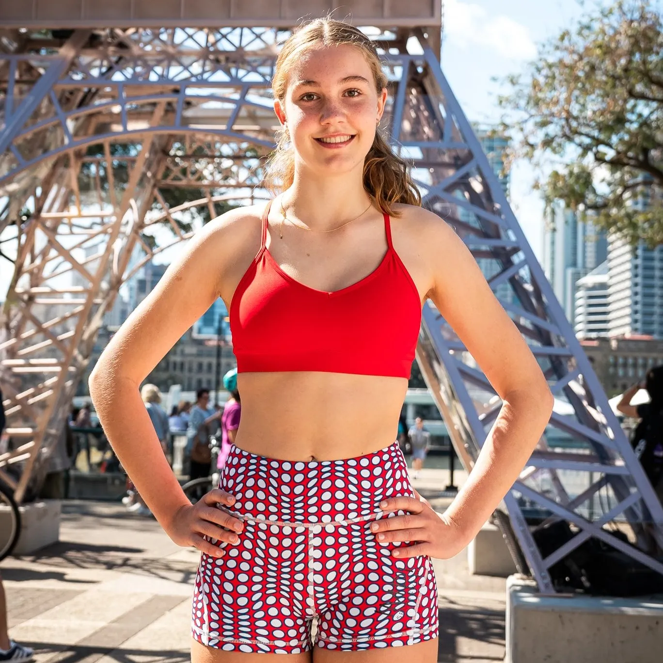 IMPI V-neck Running Bra Top - Race Red