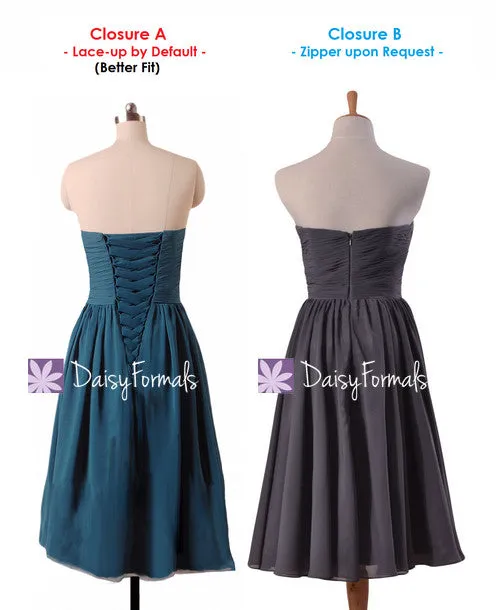 Inexpensive Light Coral Chiffon Bridesmaids Dress Knee Length Strapless Party Dress (BM333AS)
