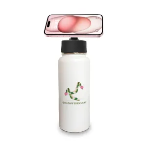 Insulated Water Bottle w/ Magnetic Phone Holder - Queen of the Court Tennis