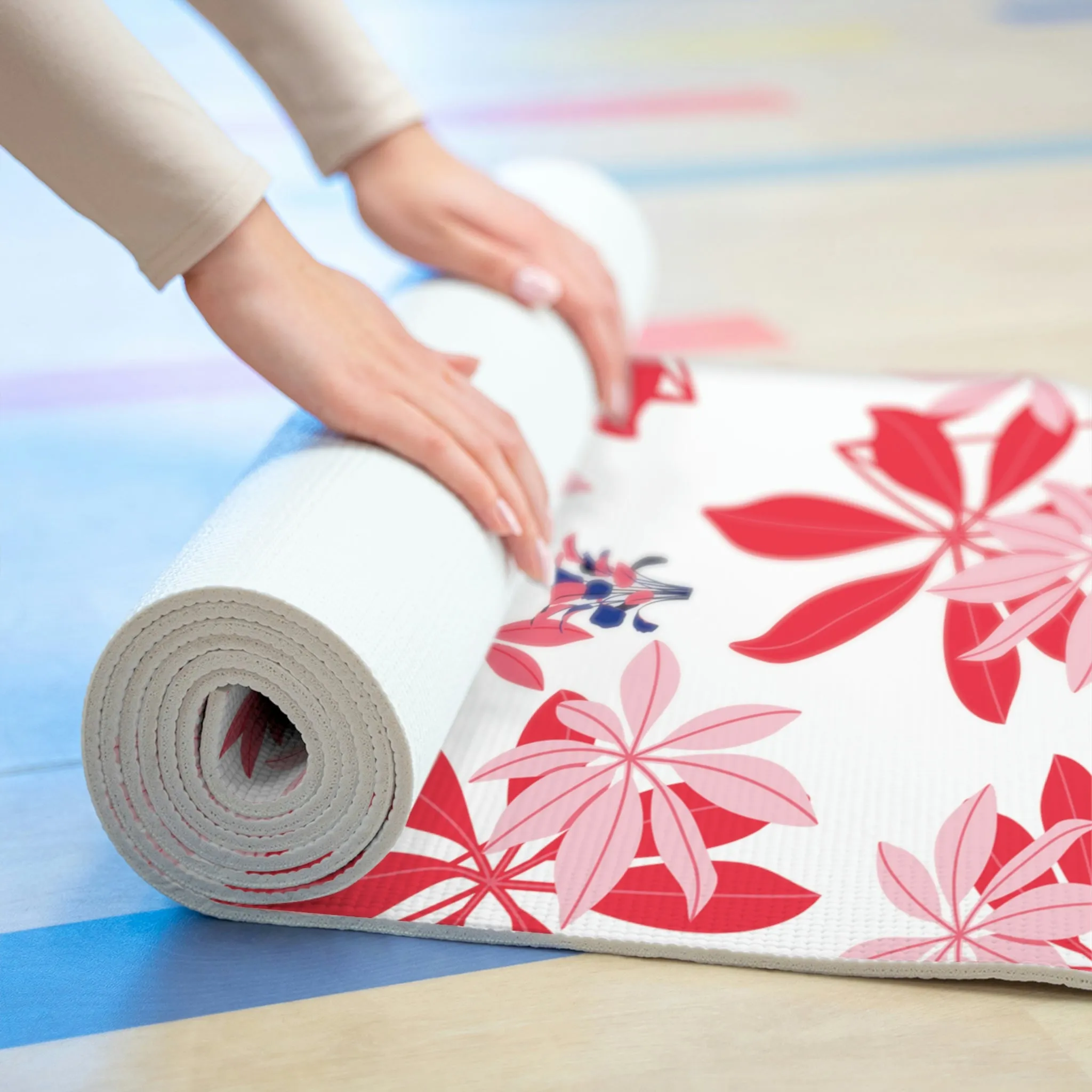 Island Girl - Pink Red Flower Foam Work-Out Mat