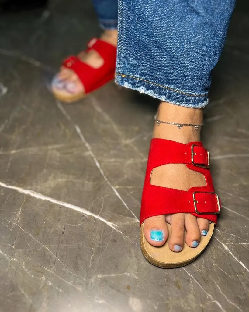 Jorain Red Suede Comfort Slipons