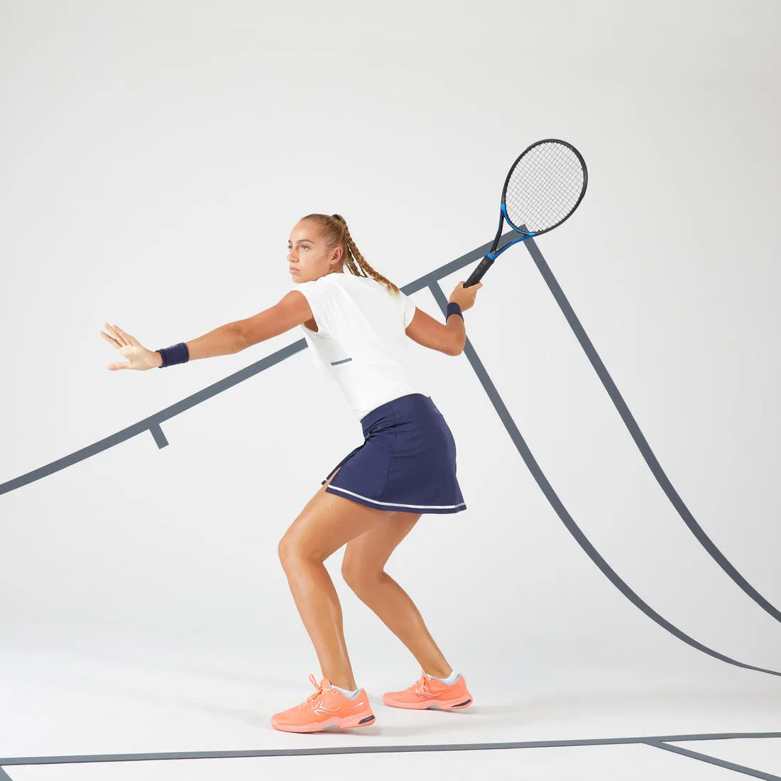 Jupe tennis dry soft femme - Dry 500 noir