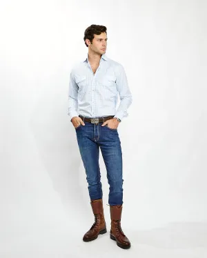 Kacey Field Shirt in Baby Blue Plaid