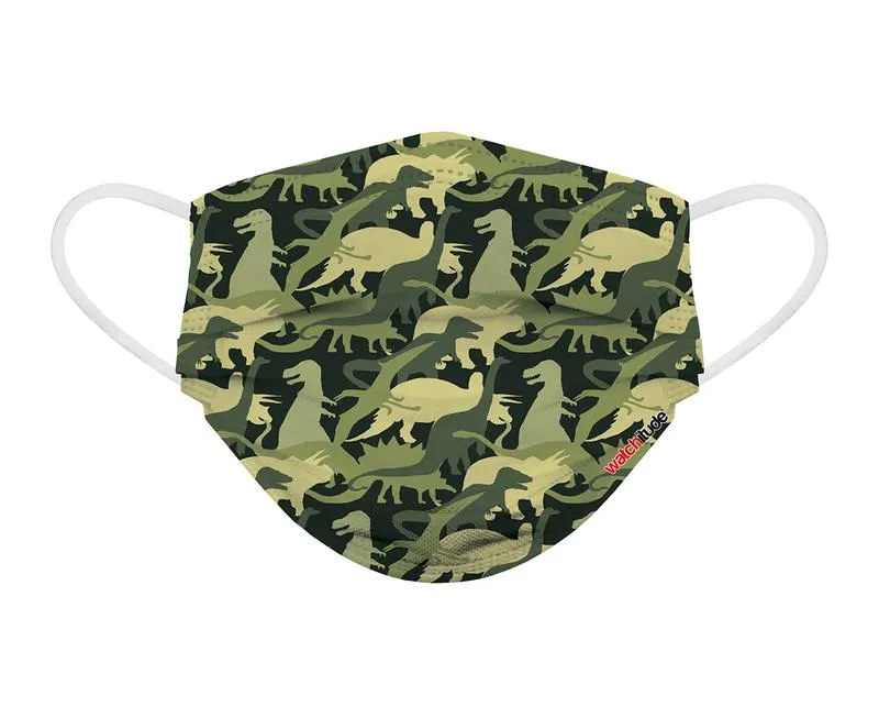 Kids Disposable Masks - Shark Frenzy / Dino Camo