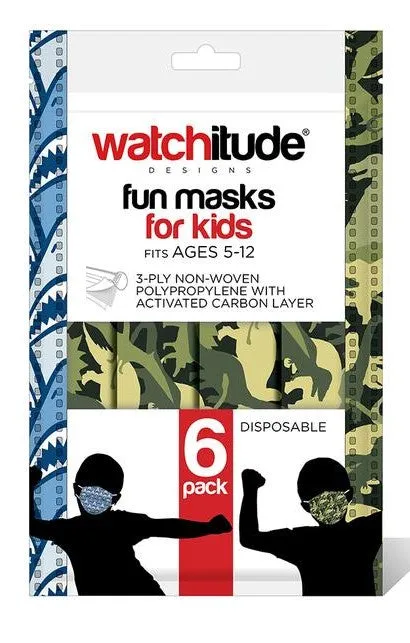 Kids Disposable Masks - Shark Frenzy / Dino Camo