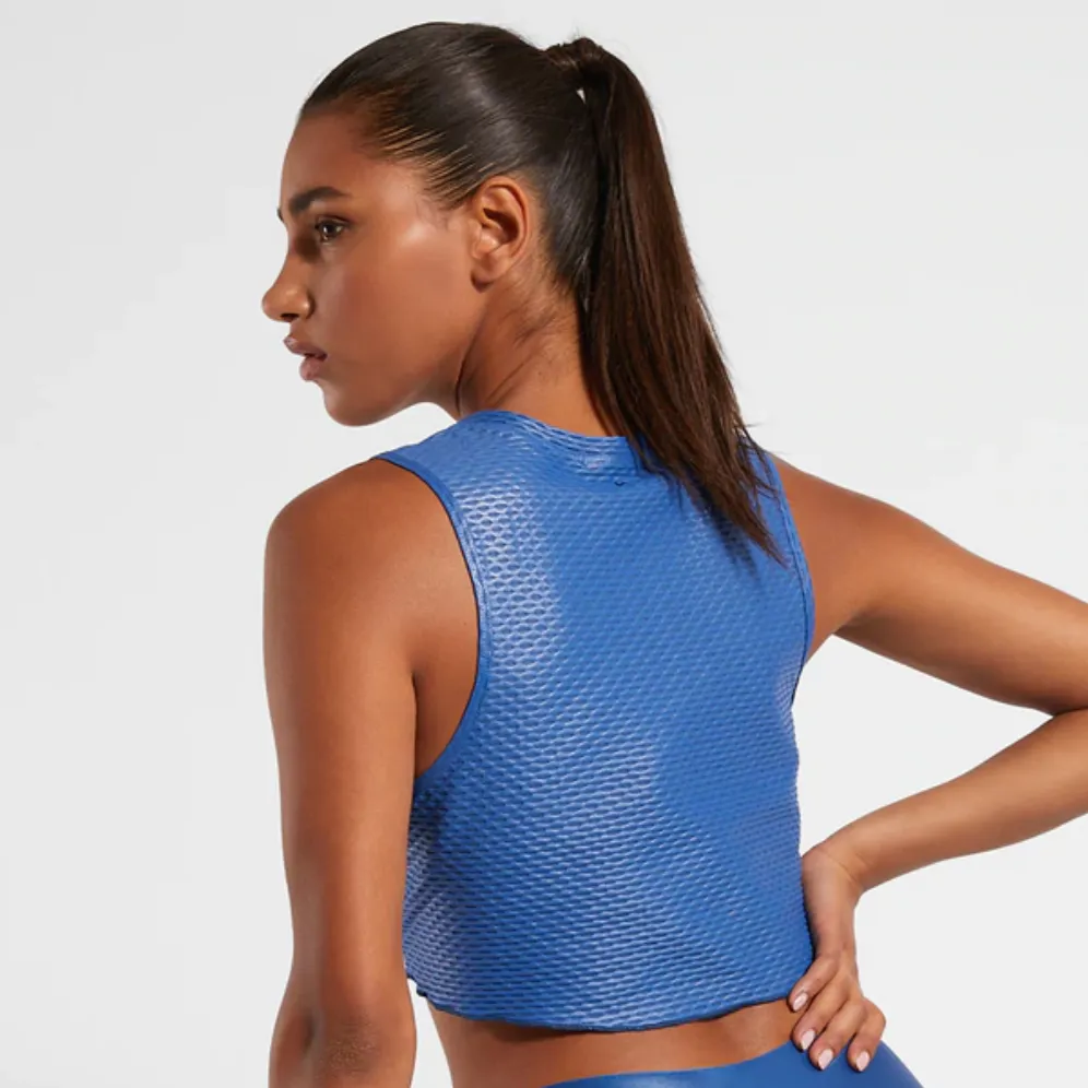 Koral Mayra Front Tie Muscle Tank Lapis Blue