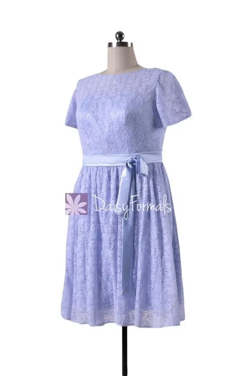 Lavender Lace Party Dress Floral Lavender Modest Prom Dress Lace Modest Party Dress (BM43225AL)