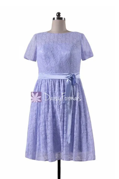 Lavender Lace Party Dress Floral Lavender Modest Prom Dress Lace Modest Party Dress (BM43225AL)
