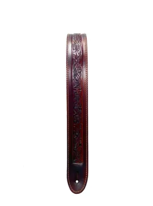 Leathergraft Running Dog Embossed Guitar Strap, Brown