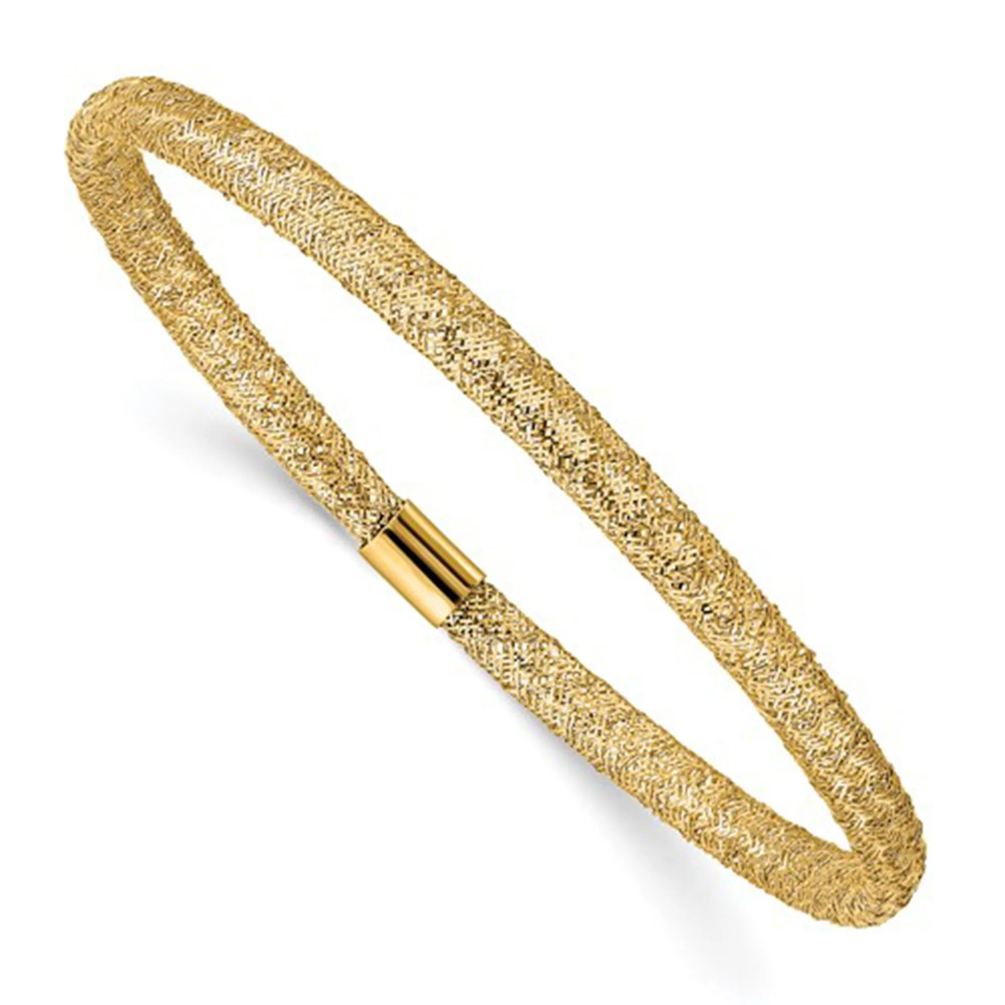 Lightweight Fancy Mesh Bangle Bracelet (14K)