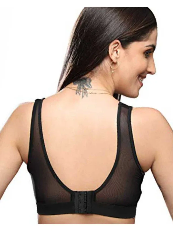 Lovable Black-Coral Pink Padded Non Wired Full Coverage Sports Bra L3516-BLACK-CORAL PINK