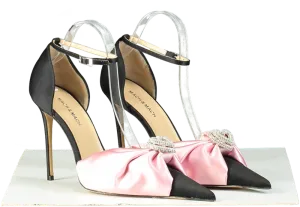 Mach & Mach Black/Pink Satin Crystal Bow Heel UK 7 EU 40