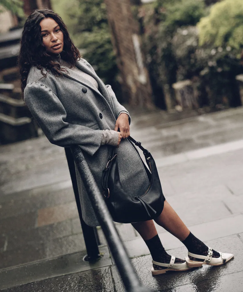 MELANIE SHOULDER BAG BLACK PEBBLE LEATHER