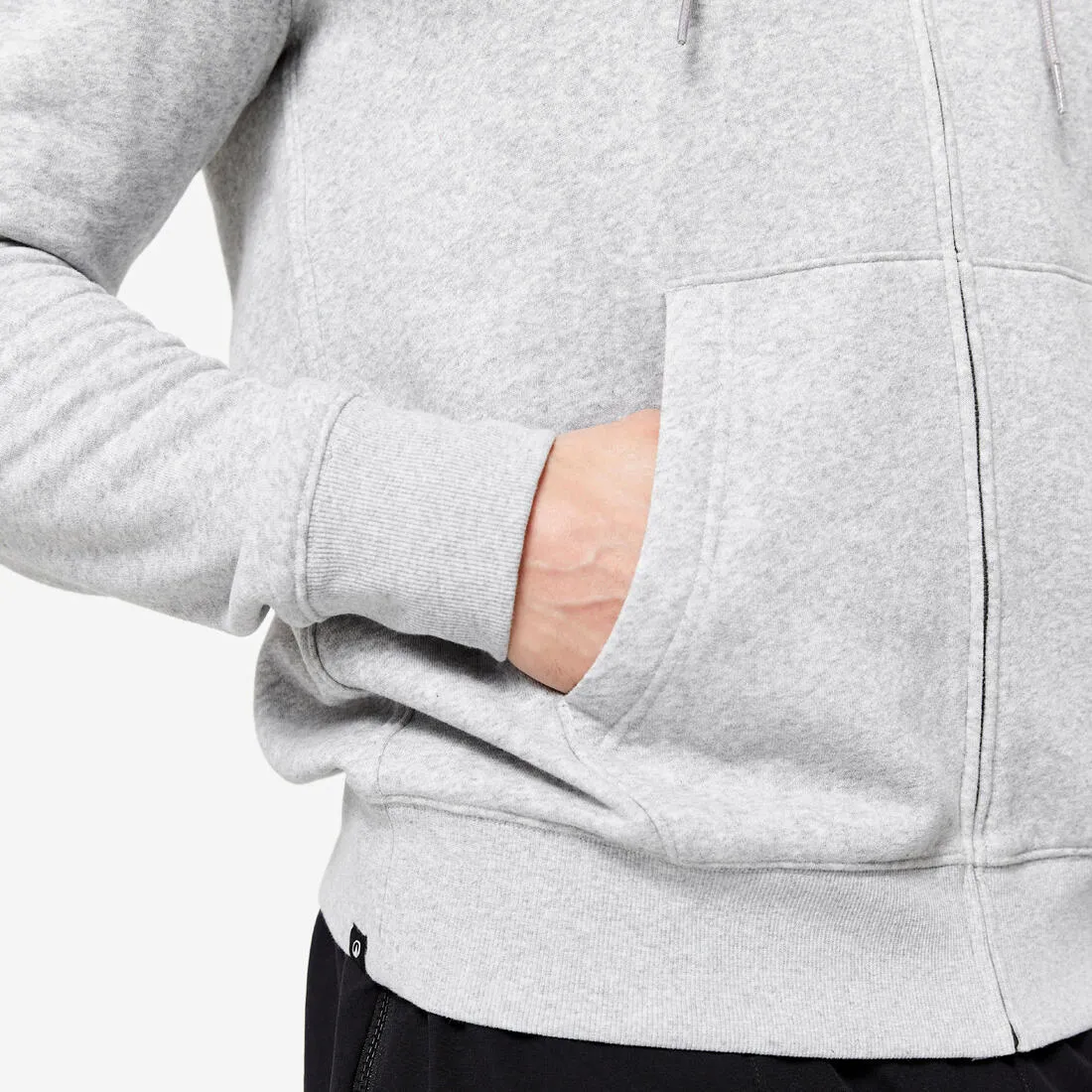 Men's Zip-Up Fitness Hoodie 100 - Grey